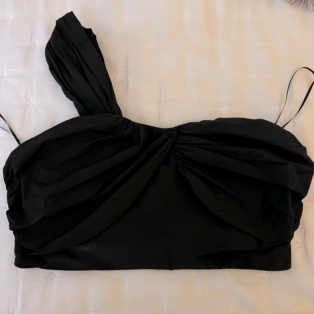 Black One Shoulder Crop Top